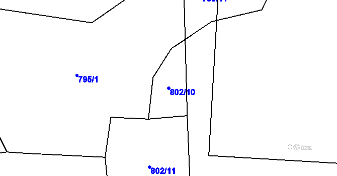 Parcela st. 802/10 v KÚ Chlumčany u Přeštic, Katastrální mapa