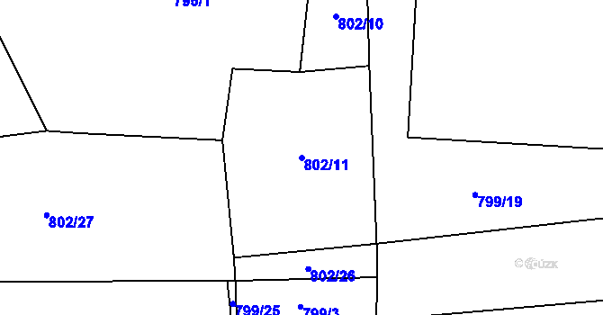 Parcela st. 802/11 v KÚ Chlumčany u Přeštic, Katastrální mapa