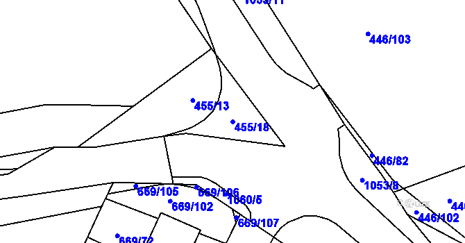 Parcela st. 455/18 v KÚ Chlumčany u Přeštic, Katastrální mapa