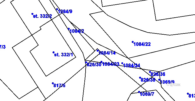 Parcela st. 1084/14 v KÚ Chlumčany u Přeštic, Katastrální mapa