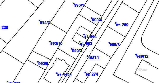 Parcela st. 963 v KÚ Chlumčany u Přeštic, Katastrální mapa