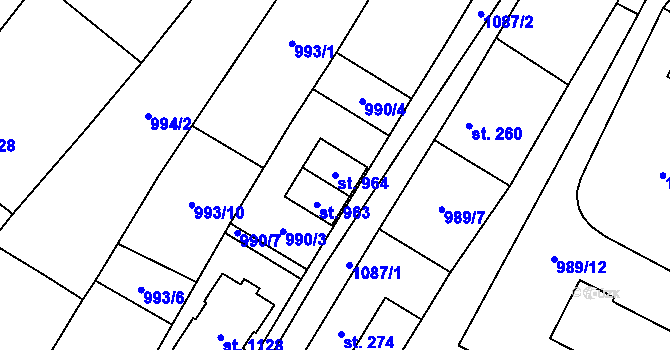 Parcela st. 964 v KÚ Chlumčany u Přeštic, Katastrální mapa