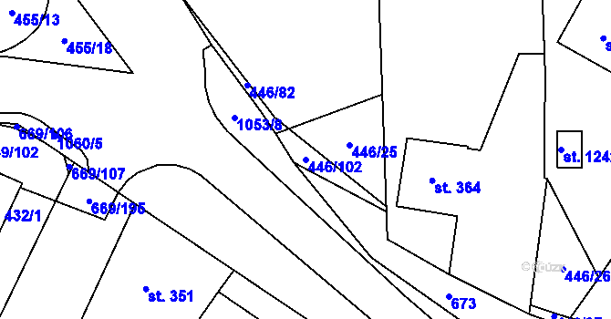 Parcela st. 446/102 v KÚ Chlumčany u Přeštic, Katastrální mapa