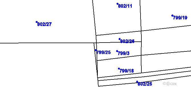 Parcela st. 799/25 v KÚ Chlumčany u Přeštic, Katastrální mapa