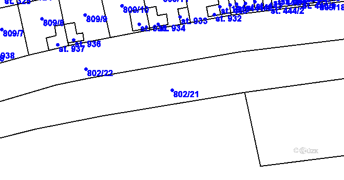 Parcela st. 802/21 v KÚ Chlumčany u Přeštic, Katastrální mapa