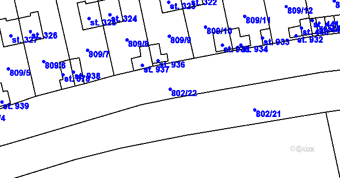 Parcela st. 802/22 v KÚ Chlumčany u Přeštic, Katastrální mapa