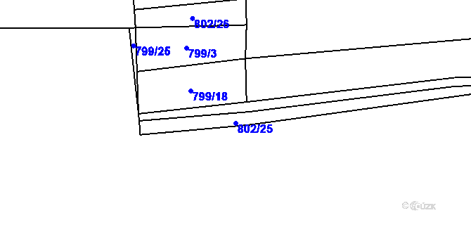 Parcela st. 802/25 v KÚ Chlumčany u Přeštic, Katastrální mapa