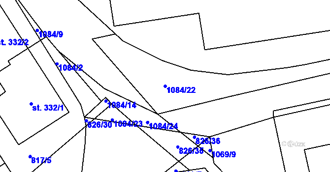 Parcela st. 1084/22 v KÚ Chlumčany u Přeštic, Katastrální mapa