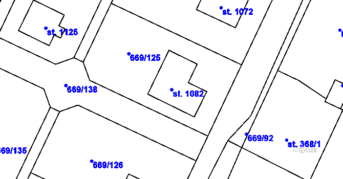 Parcela st. 1082 v KÚ Chlumčany u Přeštic, Katastrální mapa
