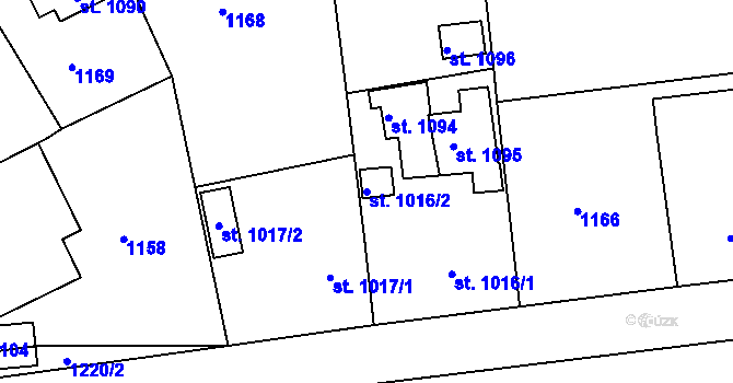 Parcela st. 1016/2 v KÚ Chlumčany u Přeštic, Katastrální mapa