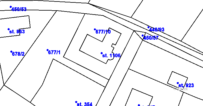 Parcela st. 1106 v KÚ Chlumčany u Přeštic, Katastrální mapa