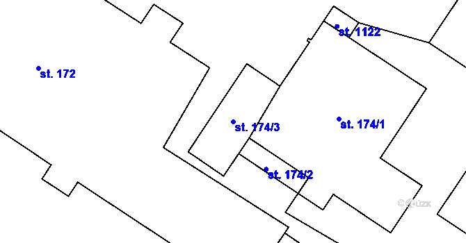 Parcela st. 174/3 v KÚ Chlumčany u Přeštic, Katastrální mapa