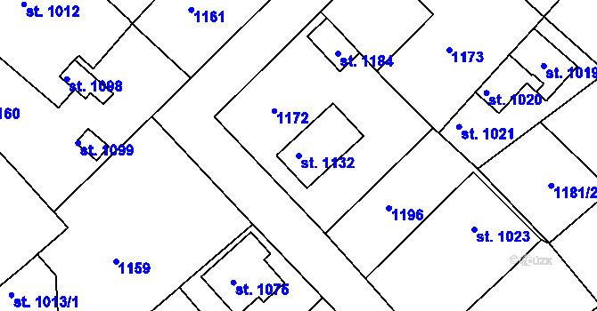 Parcela st. 1132 v KÚ Chlumčany u Přeštic, Katastrální mapa