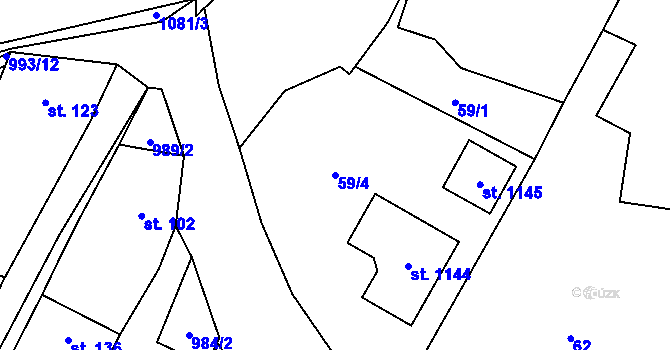 Parcela st. 59/4 v KÚ Chlumčany u Přeštic, Katastrální mapa