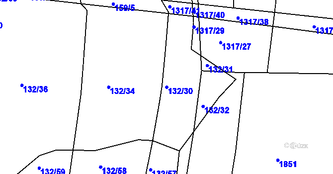 Parcela st. 132/30 v KÚ Chlumčany u Přeštic, Katastrální mapa