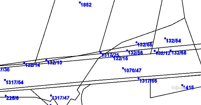 Parcela st. 1317/25 v KÚ Chlumčany u Přeštic, Katastrální mapa