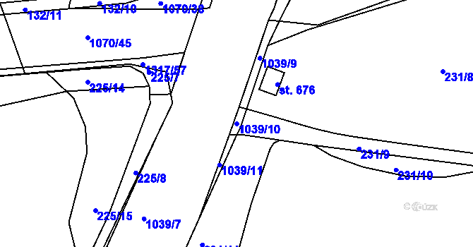 Parcela st. 1039/10 v KÚ Chlumčany u Přeštic, Katastrální mapa