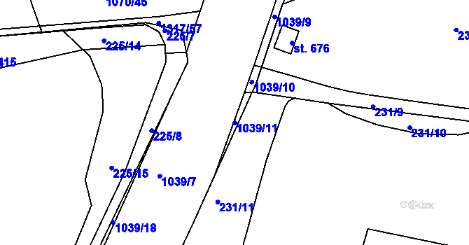 Parcela st. 1039/11 v KÚ Chlumčany u Přeštic, Katastrální mapa