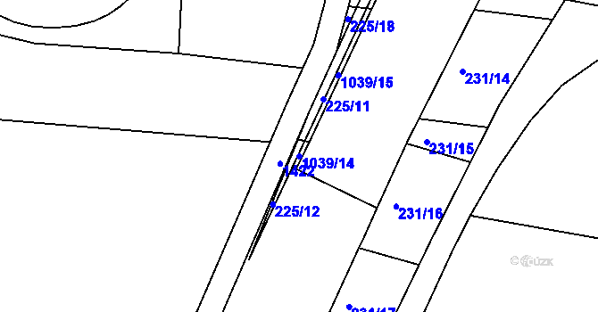 Parcela st. 1039/14 v KÚ Chlumčany u Přeštic, Katastrální mapa