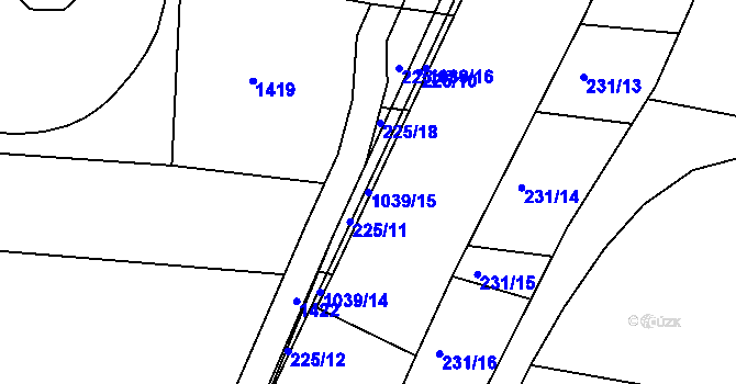 Parcela st. 1039/15 v KÚ Chlumčany u Přeštic, Katastrální mapa