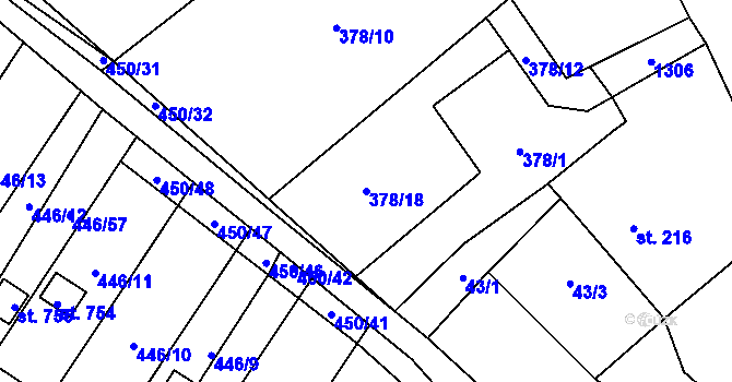 Parcela st. 378/18 v KÚ Chlumčany u Přeštic, Katastrální mapa