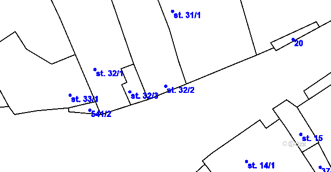Parcela st. 32/2 v KÚ Blšany u Loun, Katastrální mapa