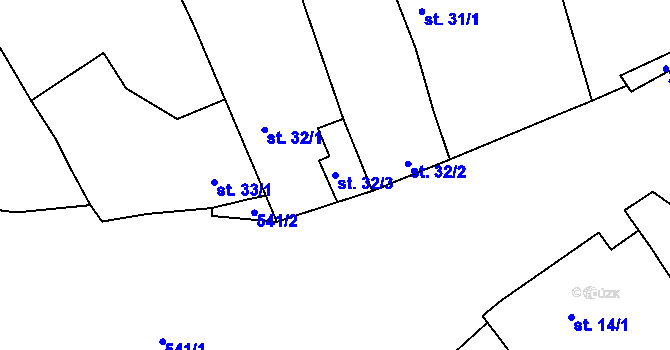 Parcela st. 32/3 v KÚ Blšany u Loun, Katastrální mapa