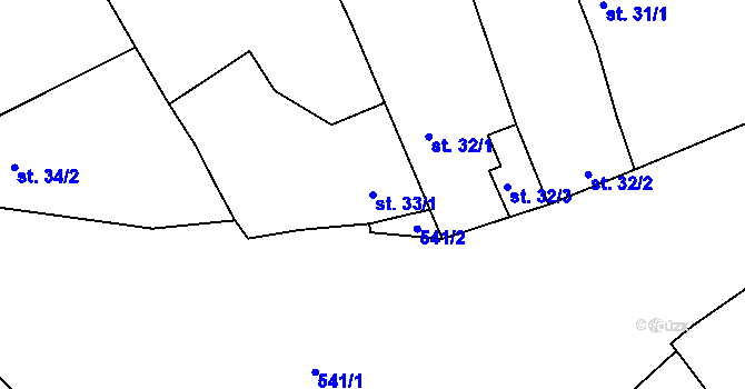 Parcela st. 33/1 v KÚ Blšany u Loun, Katastrální mapa
