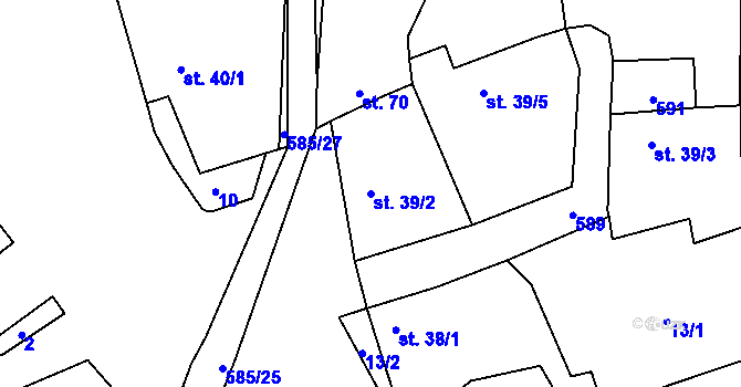 Parcela st. 39/2 v KÚ Blšany u Loun, Katastrální mapa
