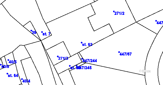 Parcela st. 62 v KÚ Blšany u Loun, Katastrální mapa