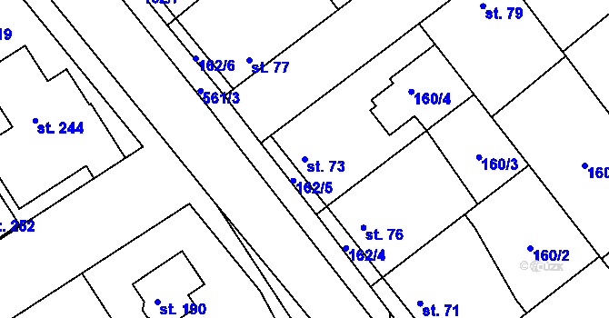 Parcela st. 73 v KÚ Blšany u Loun, Katastrální mapa