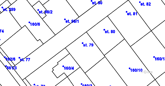 Parcela st. 79 v KÚ Blšany u Loun, Katastrální mapa