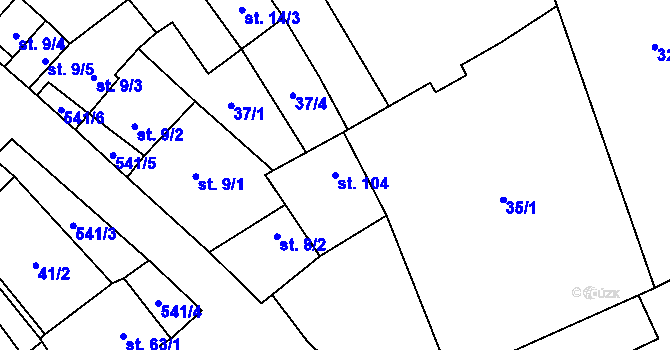 Parcela st. 104 v KÚ Blšany u Loun, Katastrální mapa