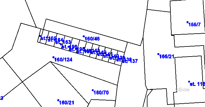 Parcela st. 140 v KÚ Blšany u Loun, Katastrální mapa