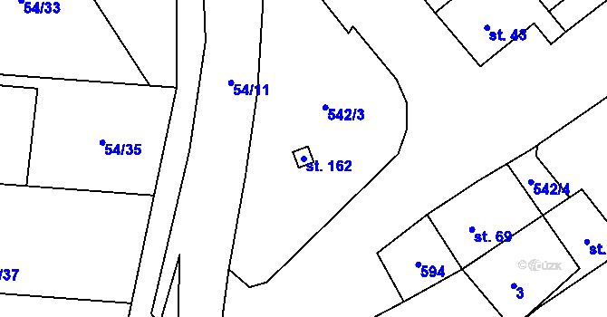 Parcela st. 162 v KÚ Blšany u Loun, Katastrální mapa
