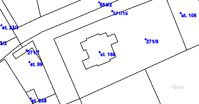 Parcela st. 168 v KÚ Blšany u Loun, Katastrální mapa