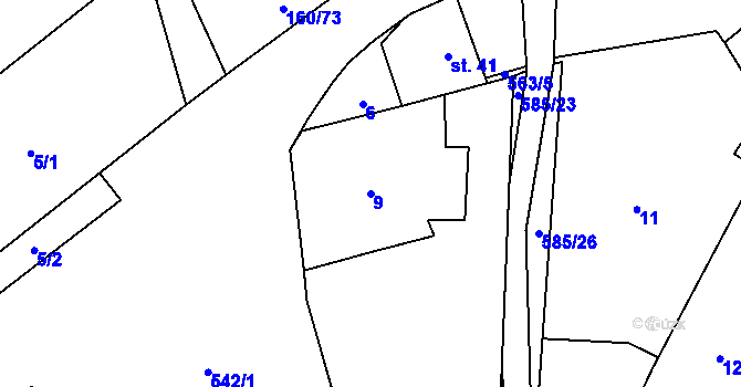 Parcela st. 9 v KÚ Blšany u Loun, Katastrální mapa