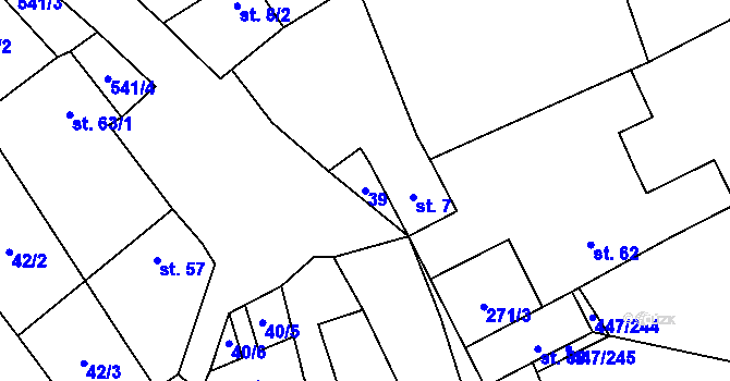 Parcela st. 39 v KÚ Blšany u Loun, Katastrální mapa