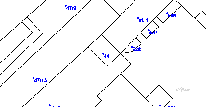 Parcela st. 44 v KÚ Blšany u Loun, Katastrální mapa