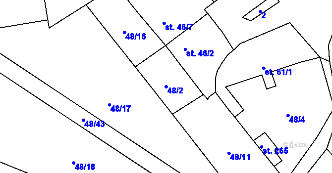 Parcela st. 48/2 v KÚ Blšany u Loun, Katastrální mapa