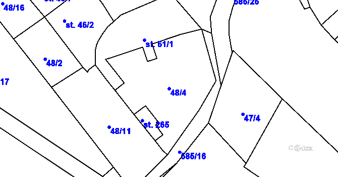 Parcela st. 48/4 v KÚ Blšany u Loun, Katastrální mapa