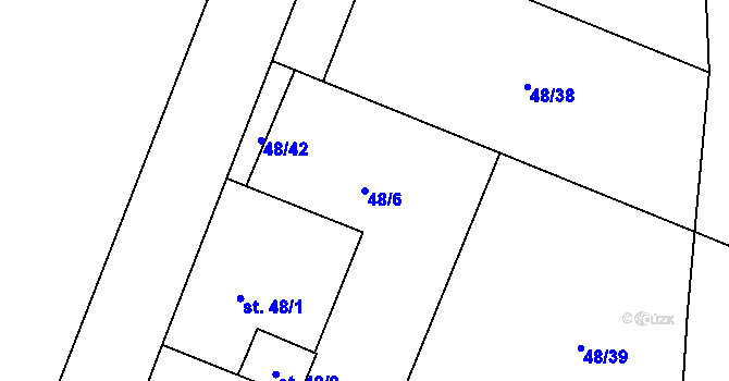 Parcela st. 48/6 v KÚ Blšany u Loun, Katastrální mapa