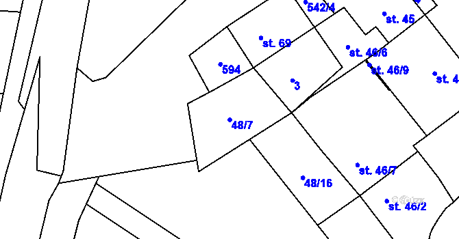 Parcela st. 48/7 v KÚ Blšany u Loun, Katastrální mapa