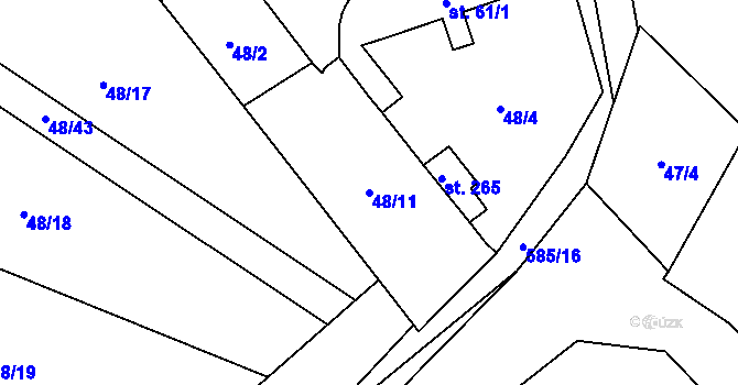 Parcela st. 48/11 v KÚ Blšany u Loun, Katastrální mapa