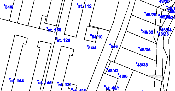 Parcela st. 54/4 v KÚ Blšany u Loun, Katastrální mapa