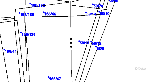 Parcela st. 58/13 v KÚ Blšany u Loun, Katastrální mapa