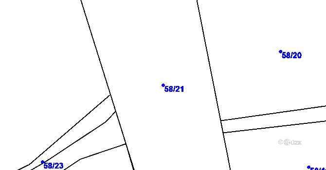 Parcela st. 58/21 v KÚ Blšany u Loun, Katastrální mapa