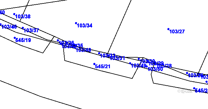 Parcela st. 103/33 v KÚ Blšany u Loun, Katastrální mapa