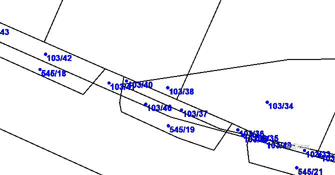 Parcela st. 103/38 v KÚ Blšany u Loun, Katastrální mapa
