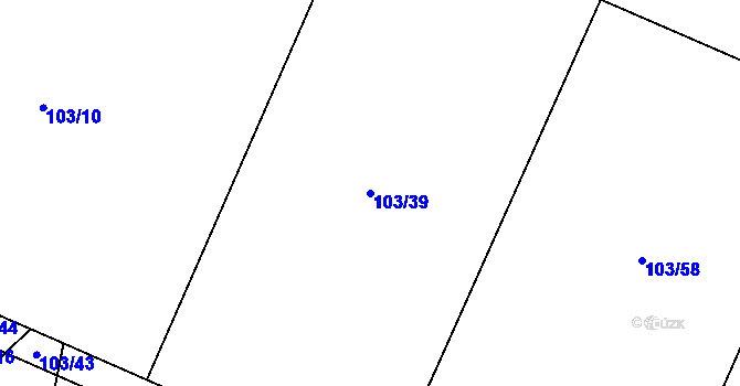 Parcela st. 103/39 v KÚ Blšany u Loun, Katastrální mapa